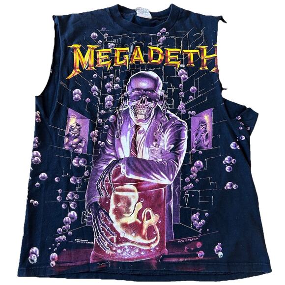 VTG 1991 Megadeth Shirt Rust In Peace Hangar Bubbles Metal Grunge WILD OATS RARE - Picture 1 of 16